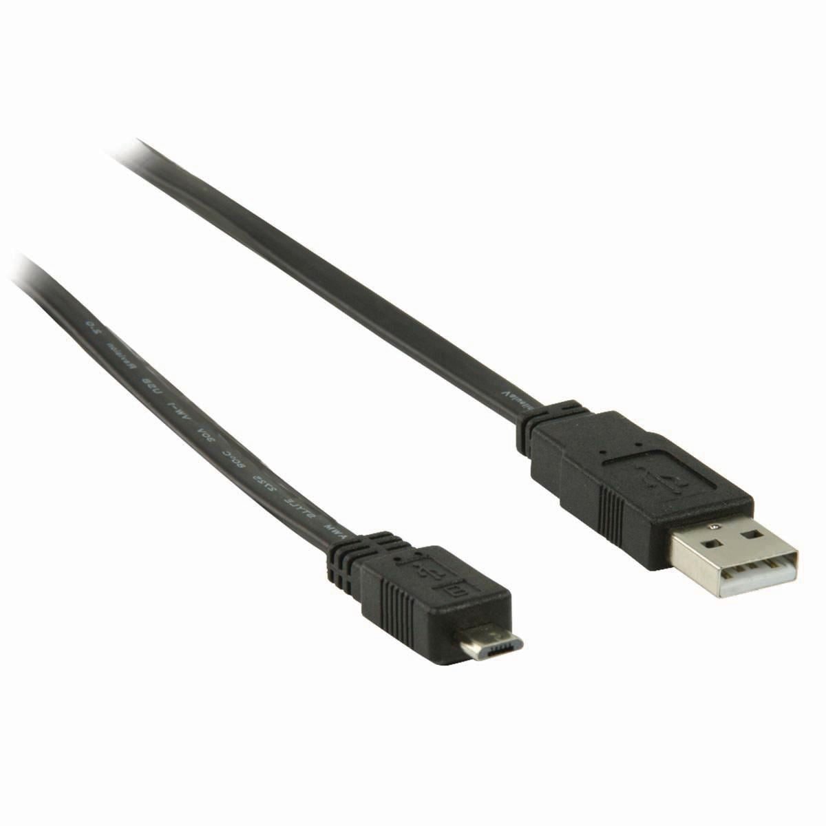Nedis USB 2.0 Flat Cable A Male to Micro B Male 1m Black CCGP60505BK10