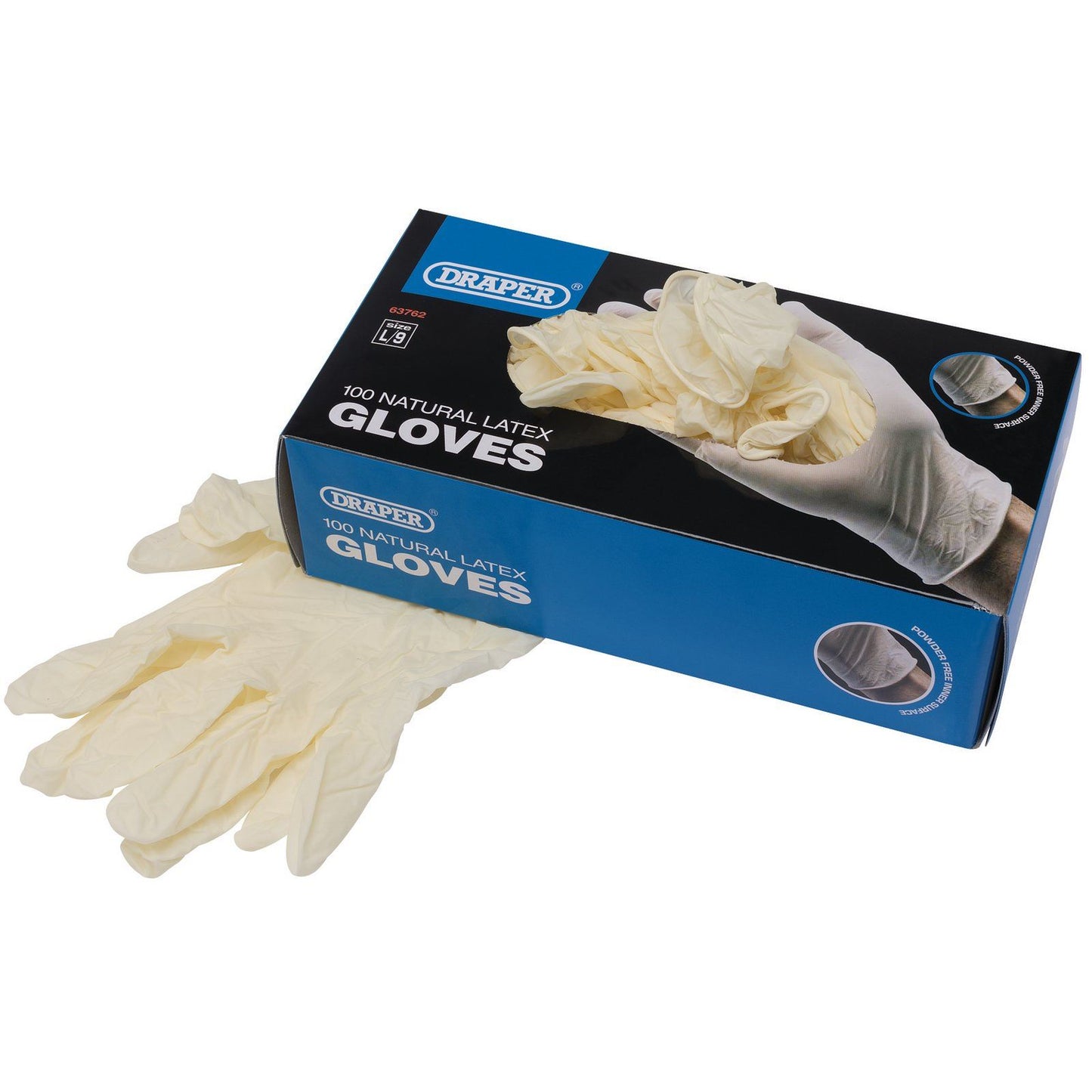Draper Latex Gloves (Box of 100) GLAT-100L - 63762