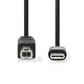 Nedis USB 2.0 Cable Type-C Male to B Male 1m Black CCGP60650BK10