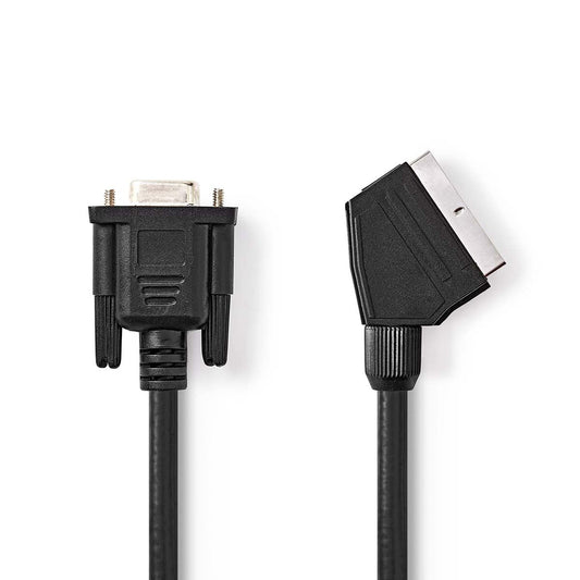 Nedis SCART Cable SCART Male VGA Female Nickel Plated 480p 2m Round PVC Black