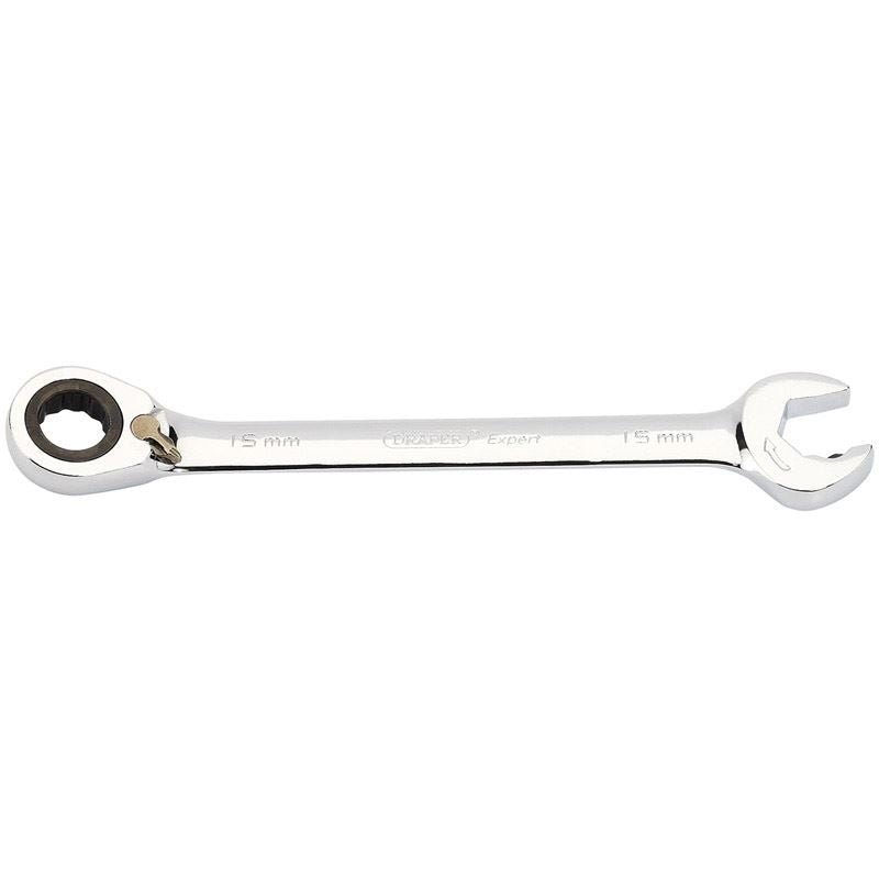 Draper 1x Expert 15mm Expert Hi-Torq Metric Reversible Ratchet Open End Spanner - 06846