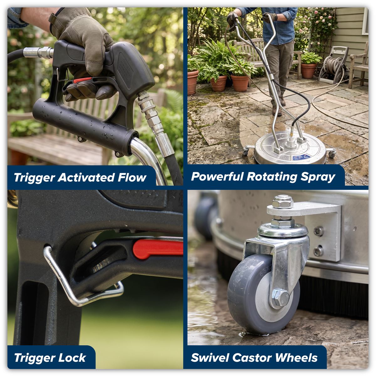 Sealey 24" Surface Cleaner with Dual Handle & Rotating Spray Bar Stainless Steel
