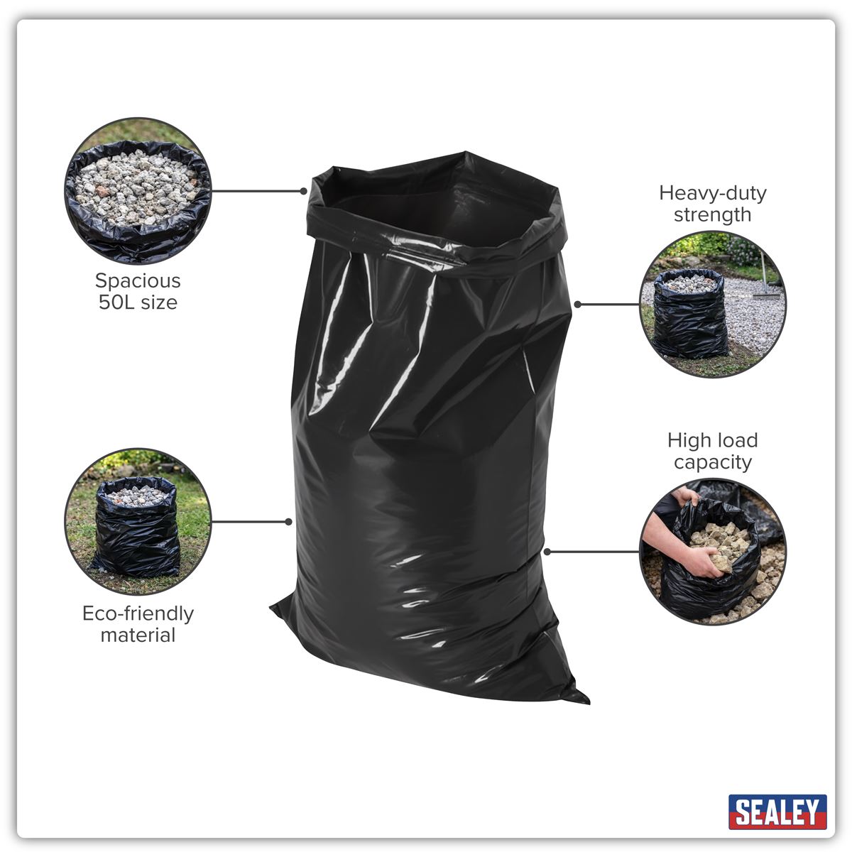 Sealey Rubble Sacks 50L - Pack of 20 SRS20