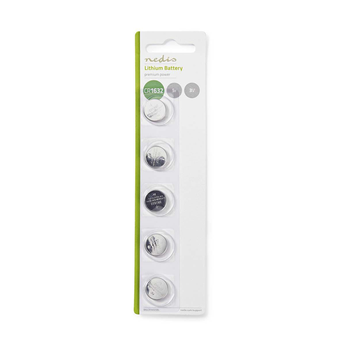 Nedis Lithium Button Cell Battery CR1632 3V 5 pieces Blister BALCR16325BL
