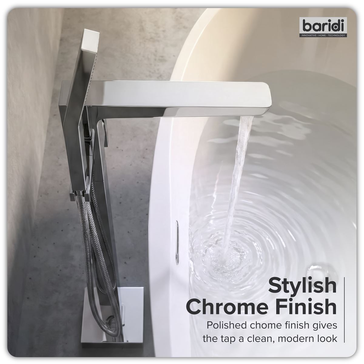 Baridi Freestanding Bath Mixer Tap with Shower - Chrome DH400