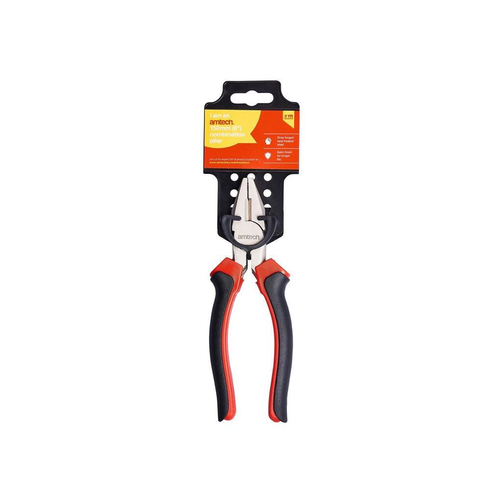 Amtech 6" Combination Plier Professional Satin Finish Cushion Grip Pliers 150mm - B0235