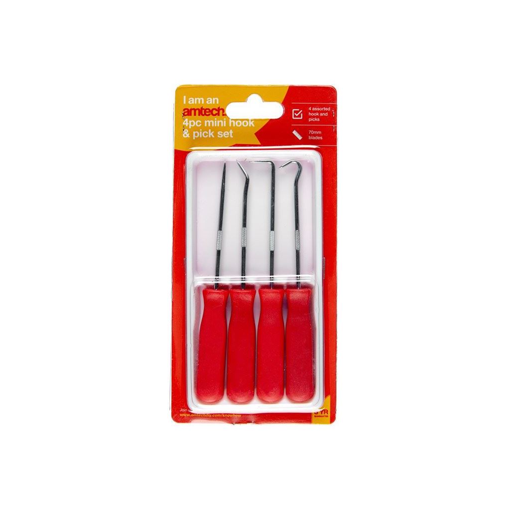 Amtech 4 Hook & Pick Set Probe Tool Clips Switches Ring Oil Tool Set - R0360
