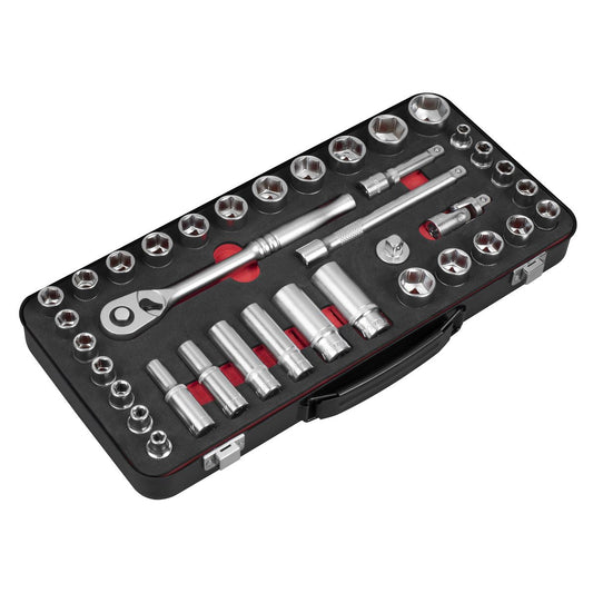Sealey Socket Set 3/8"Sq Drive 37pc - Metric/Imperial - Premier Platinum Series AK7923