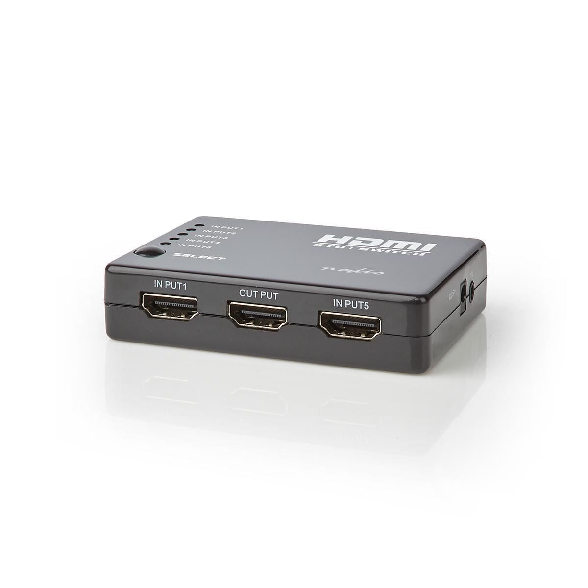 Nedis HDMI Switch 5-Port 4x HDMI Input 1x HDMI Output 1080p 3.4 Gbps Black - VSWI3455BK