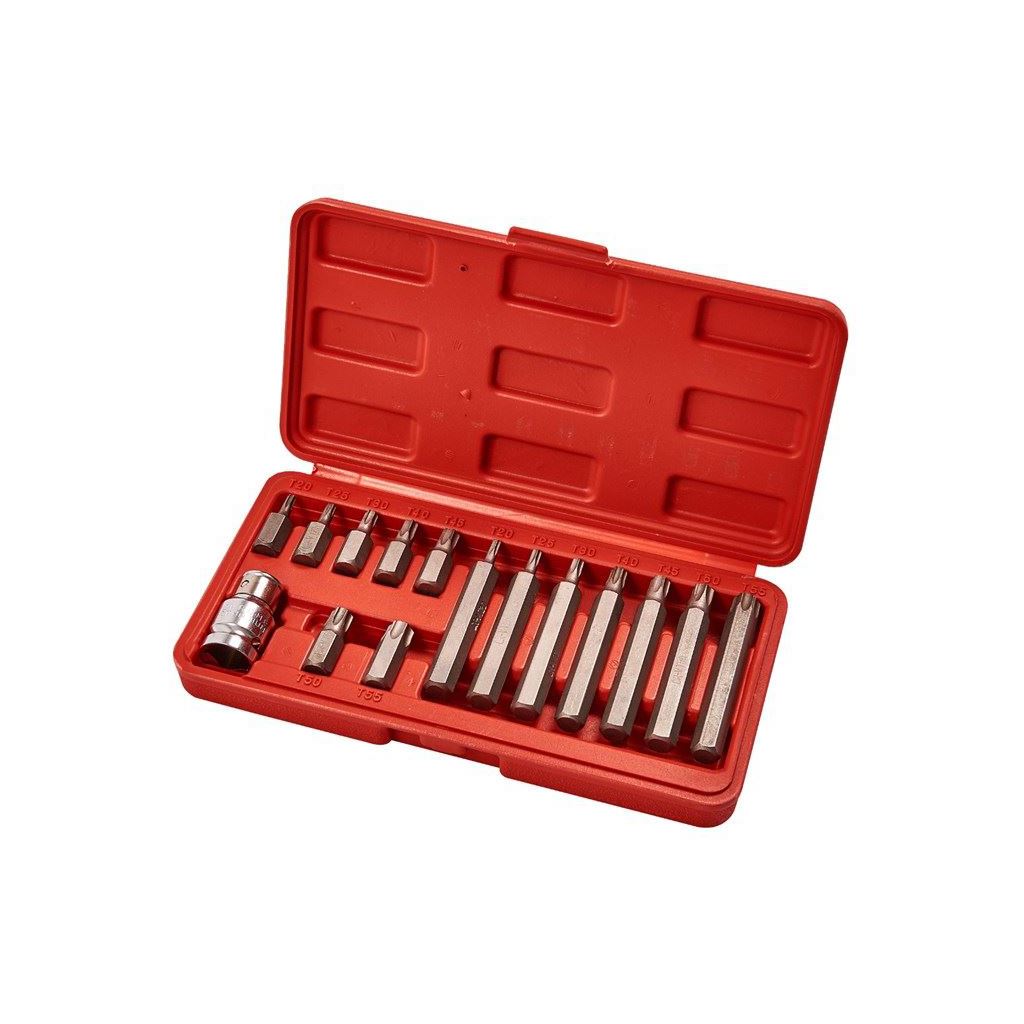 Amtech 15 Piece Torque Bit/Socket Set (Torx/Star/1/2" Drive Adaptor/30mm 75mm) - I8500