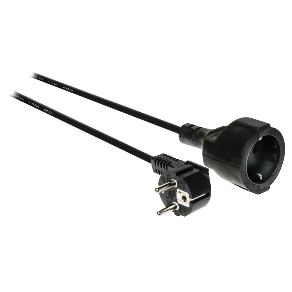 Valueline Power cable Schuko hooked male to Schuko straight female 3m black - CEGP10230BK30