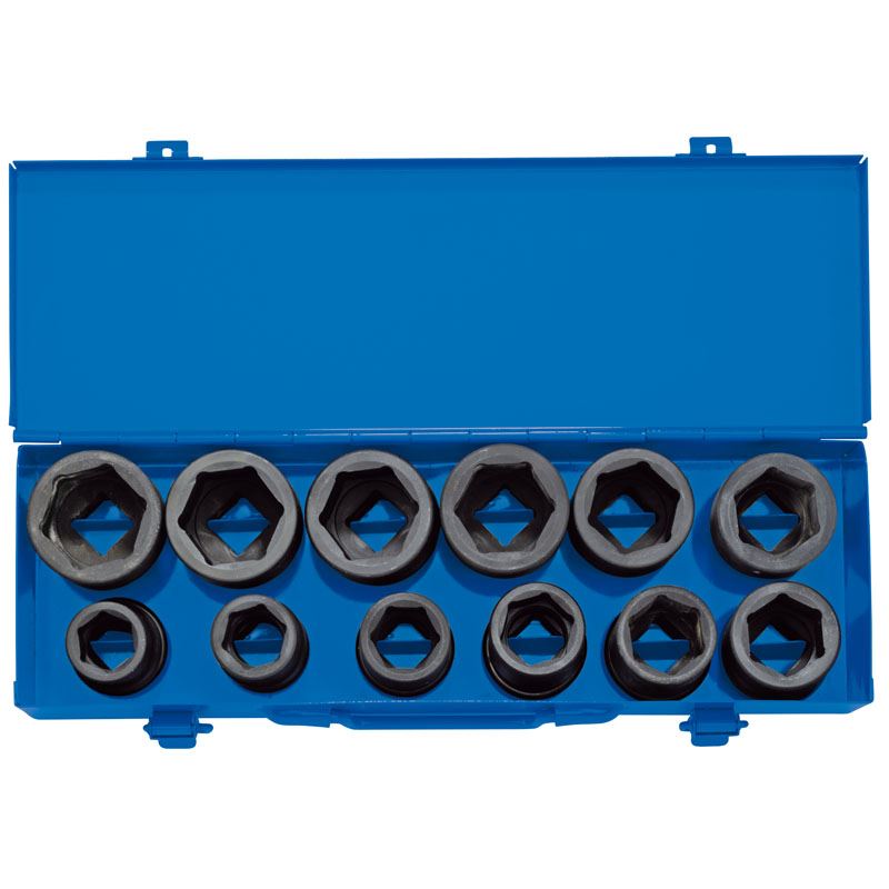 Draper 3/4" Sq. Dr. Combined mm/AF Impact Socket Set in Metal Case (12 Piece) - 83280
