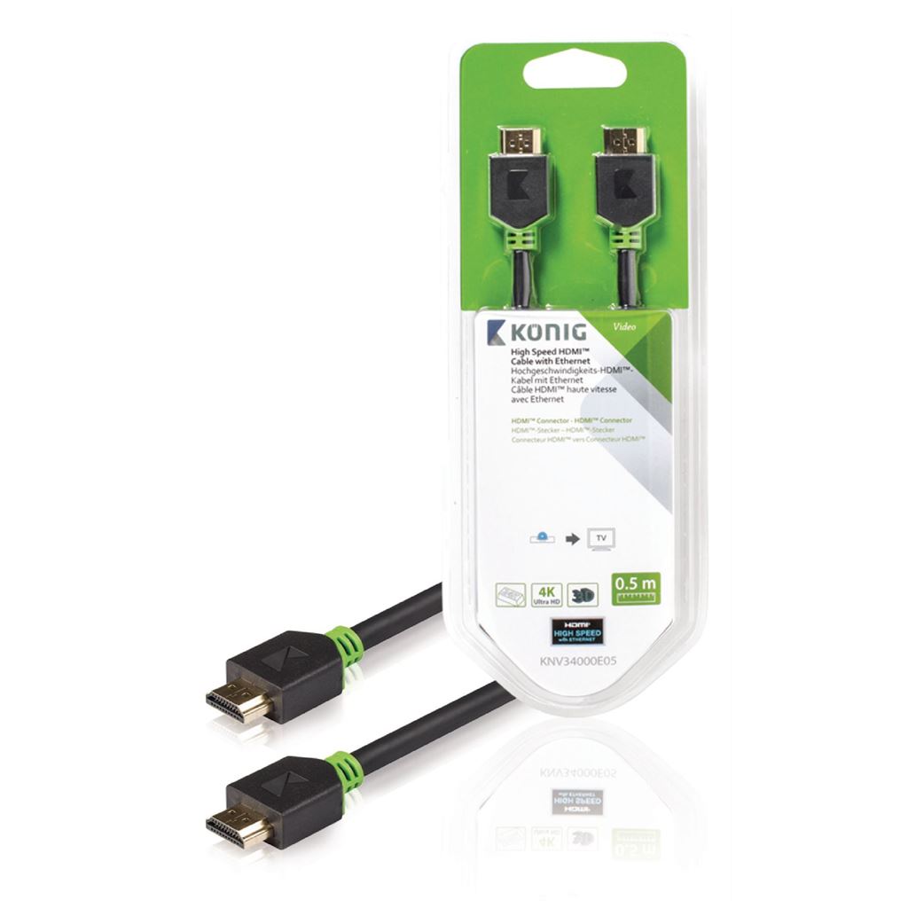 Konig High Speed HDMI Cable with Ethernet HDMI to HDMI Connector 0.50m grey - CVBW34000AT05