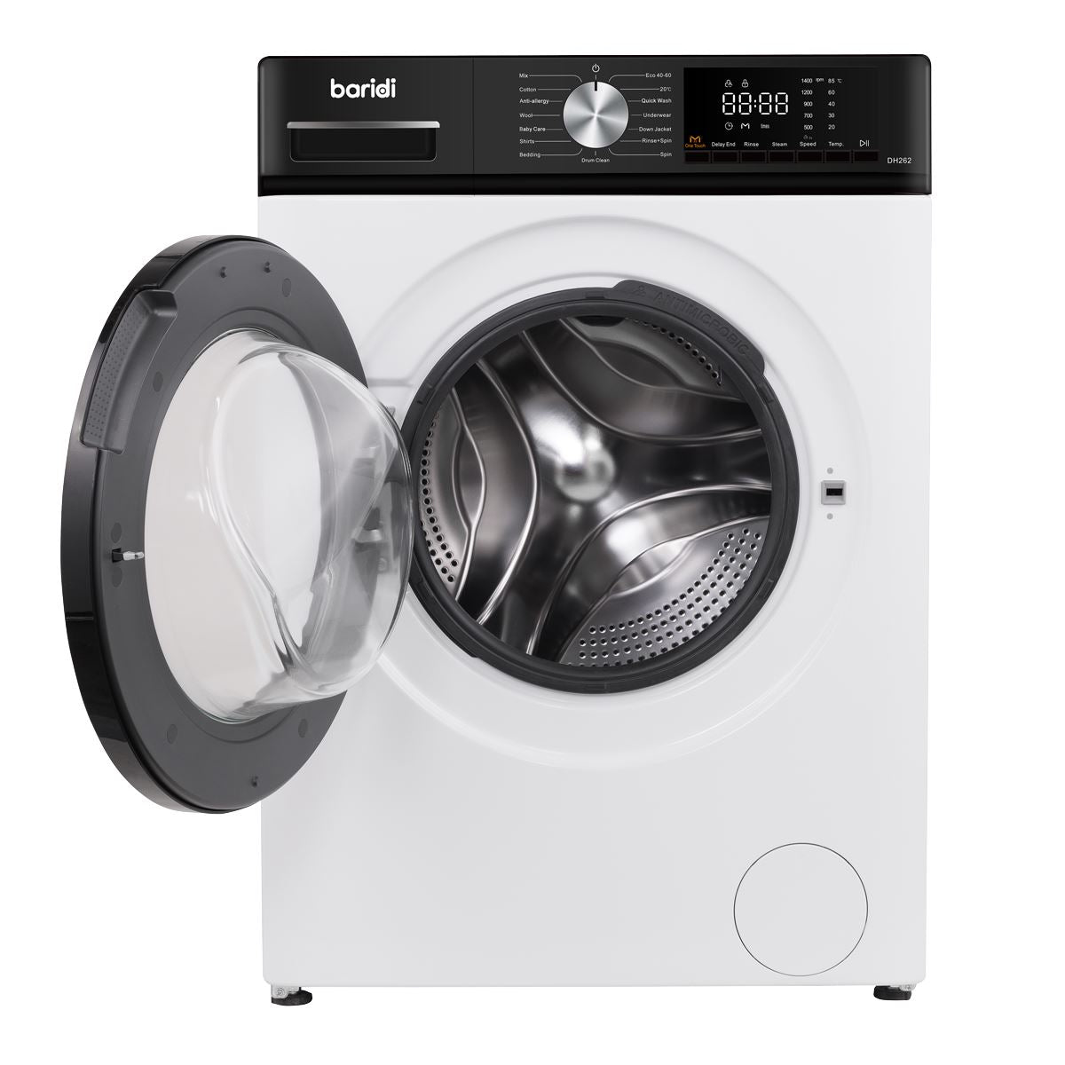 Baridi 8kg Washing Machine, Front Loading, 1400rpm Energy Rating A � White DH262