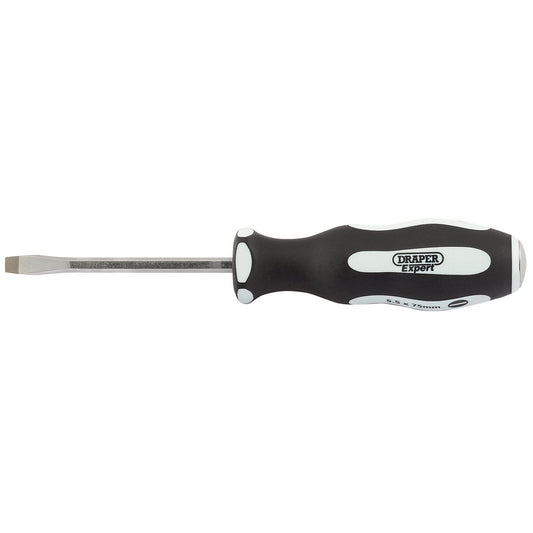 Draper Pound Thru' Plain Slot 5.5 x 75mm Soft Grip Screwdrivers - 35176