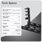 Dellonda Extendable Cable Management Tray 435/730 x 130 x 190 - Black DH276