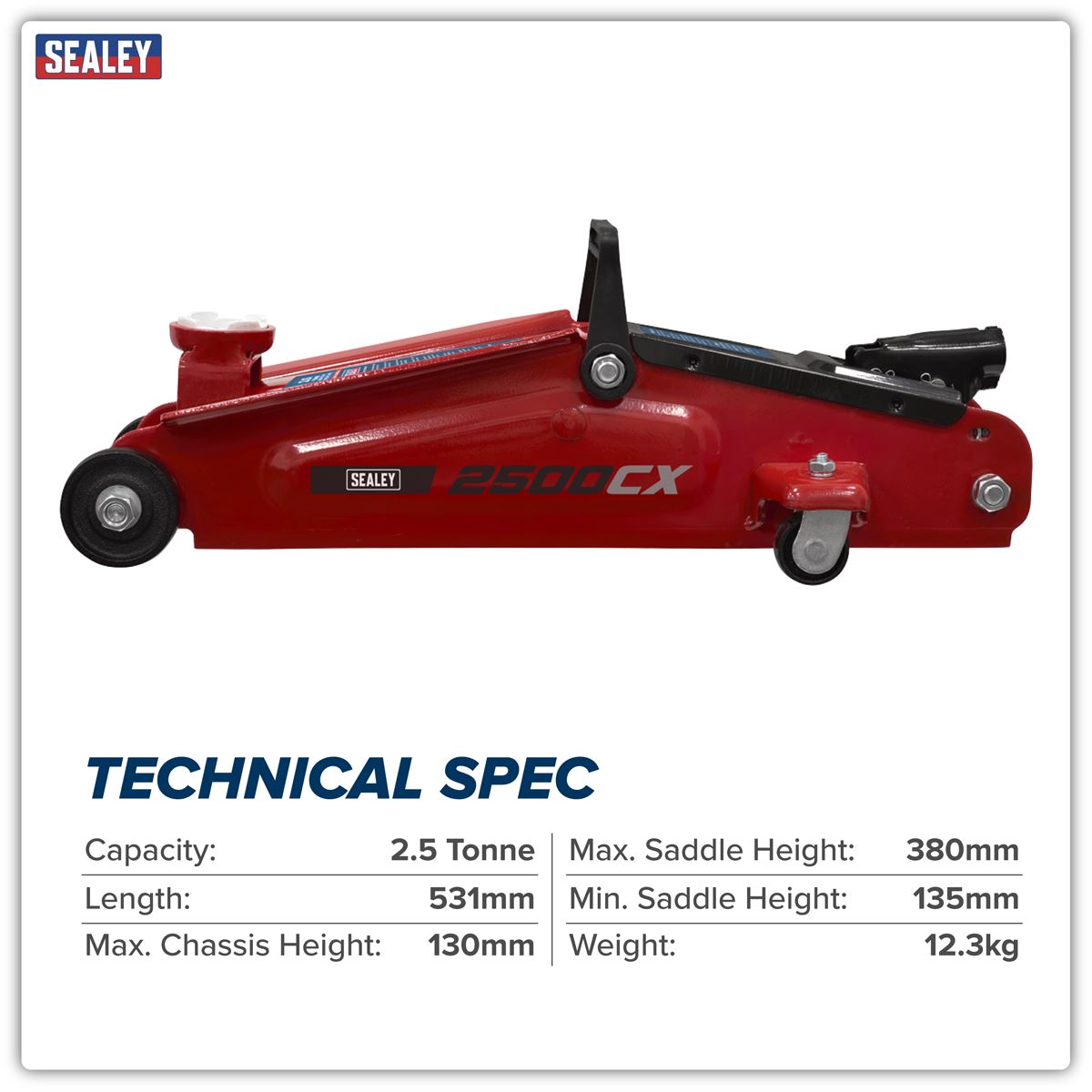 Sealey Heavy-Duty Trolley Jack 2.5 Tonne 2500CX