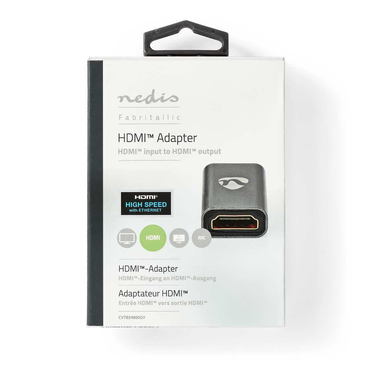 Nedis Coupler Input HDMI Female Output HDMI Female Gold Plated Gunmetal Grey - CVTB34900GY