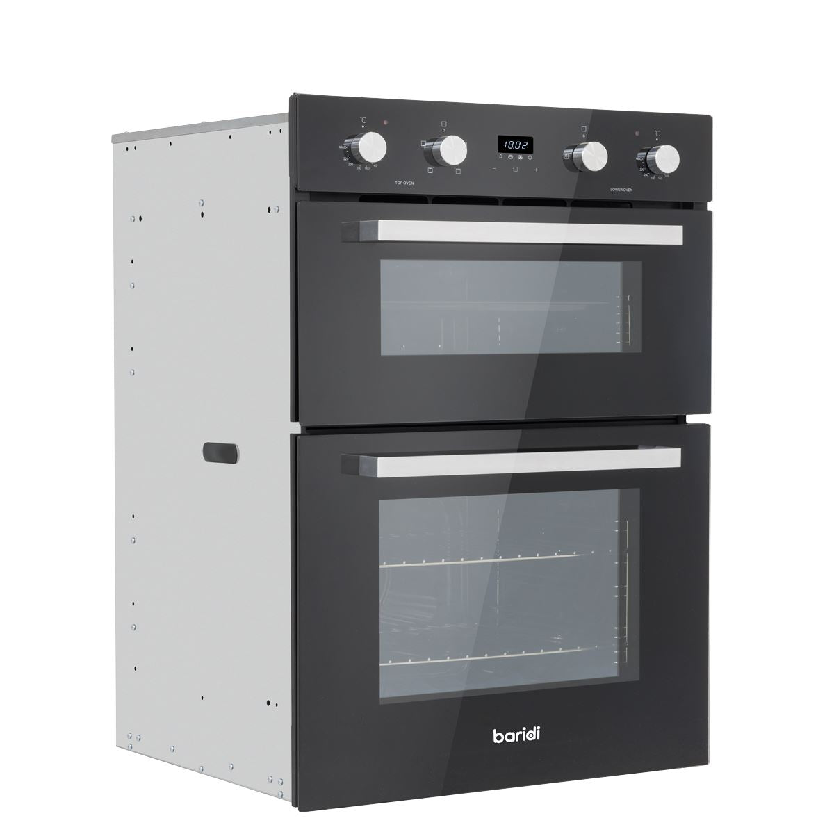 Baridi 72cm Built-Under Double Oven, 74L Capacity, Energy Rating A - Black DH278