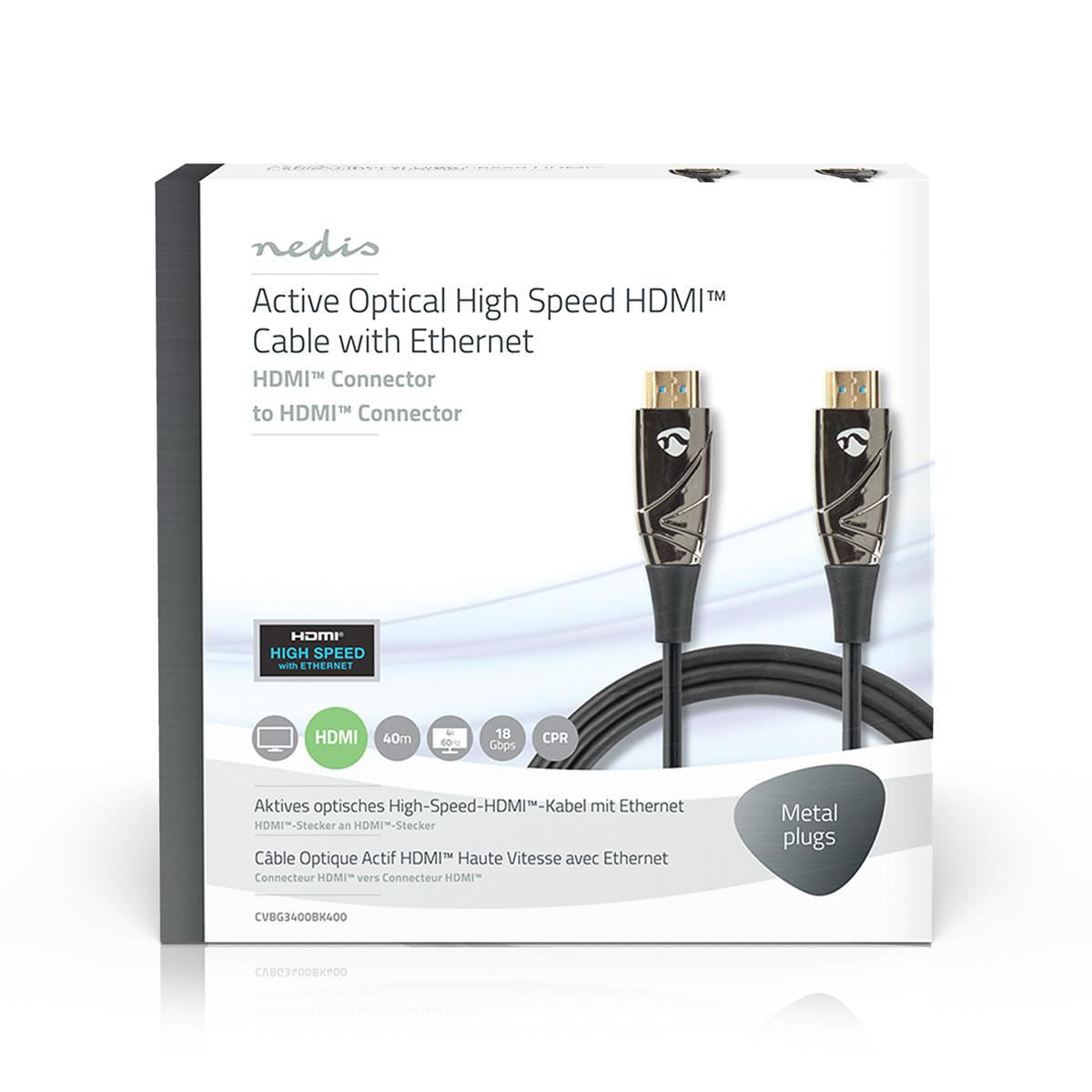 Nedis High Speed HDMI Cable with Ethernet AOC  to HDMI Connector 40m - CVBG3400BK400