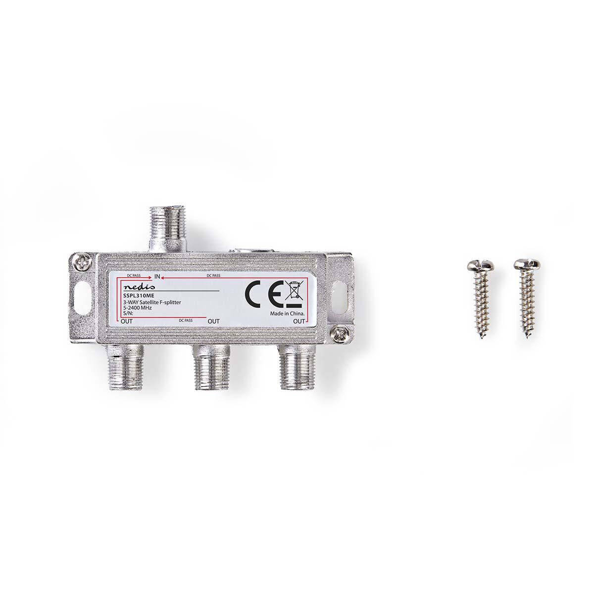 Nedis Satellite F-Splitter Max 10.5 dB gain 5 to 2400 MHz 3 Outputs - SSPL310ME