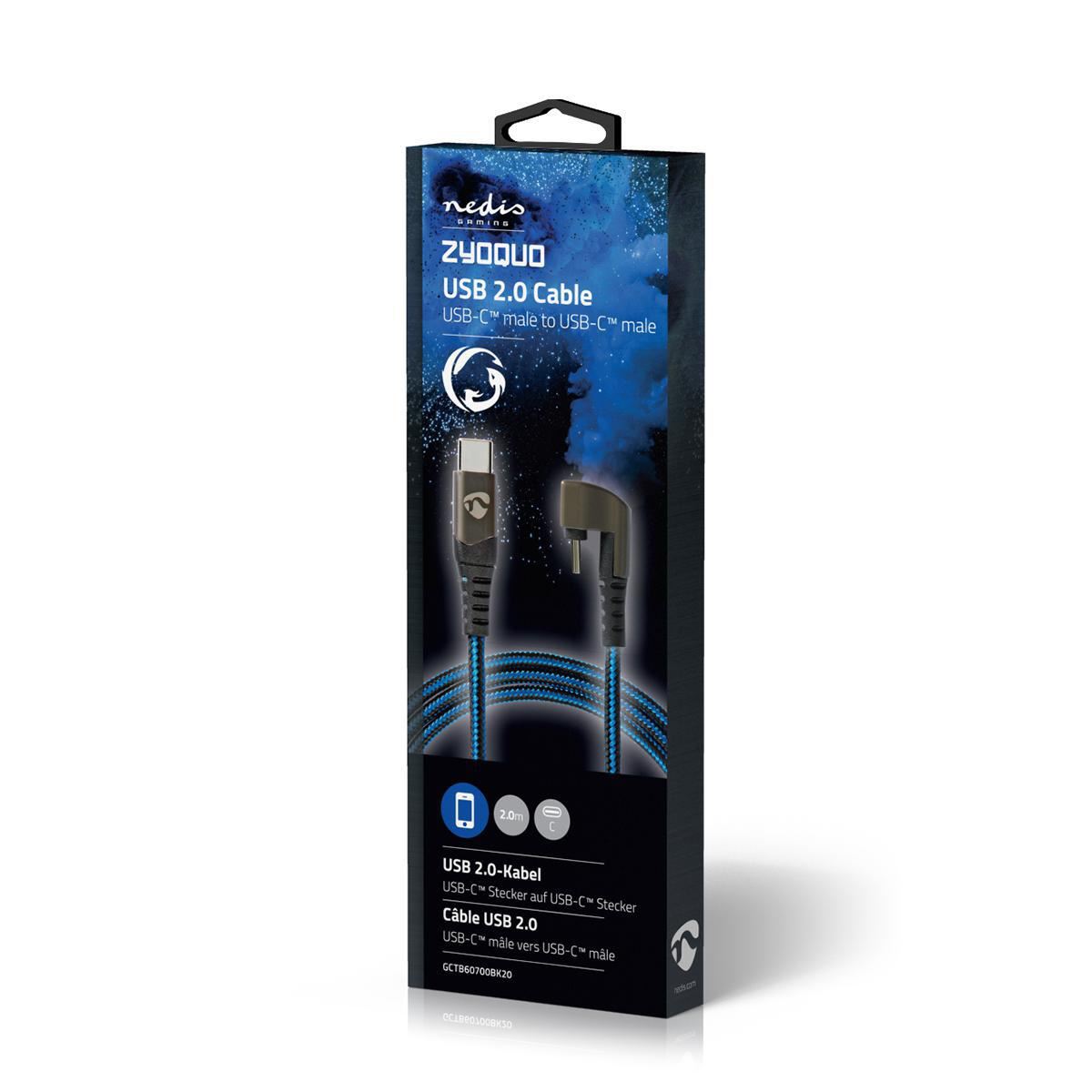 Nedis USB Cable USB 2.0 USB Type-C Male USB Type-C Male 480 Mbps Gold Plated 2m - GCTB60700BK20