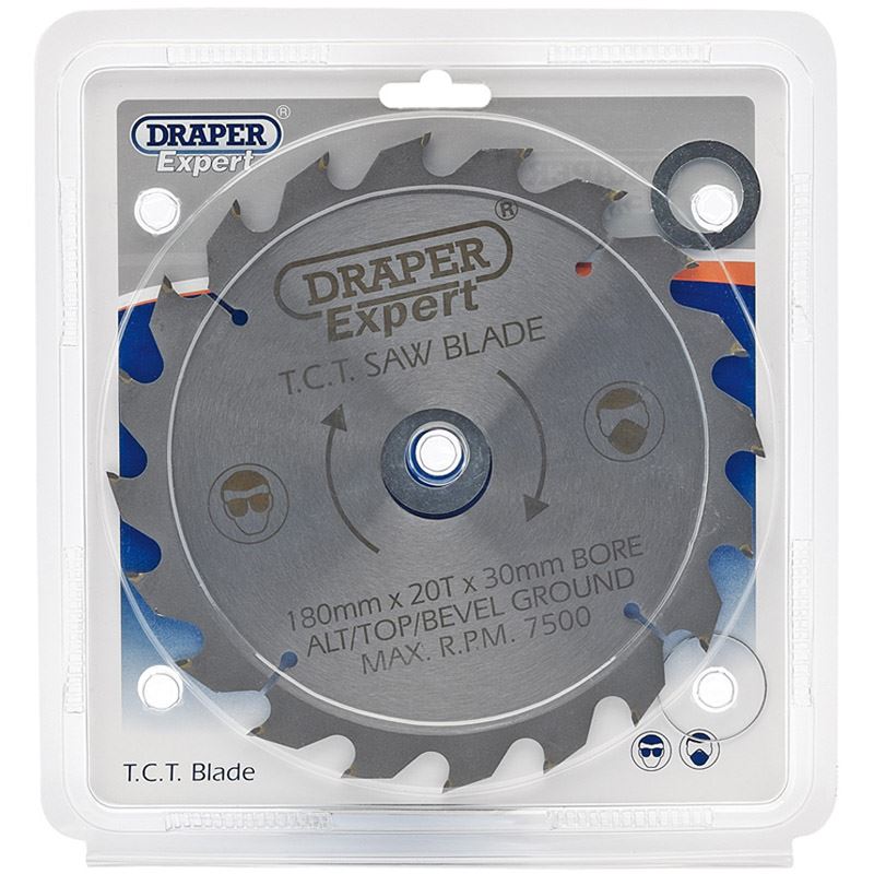 Draper Circular TCT Saw Blade 180mm x 30mm 28.6mm 20mm 16mm x 20T 20 Tooth 09467