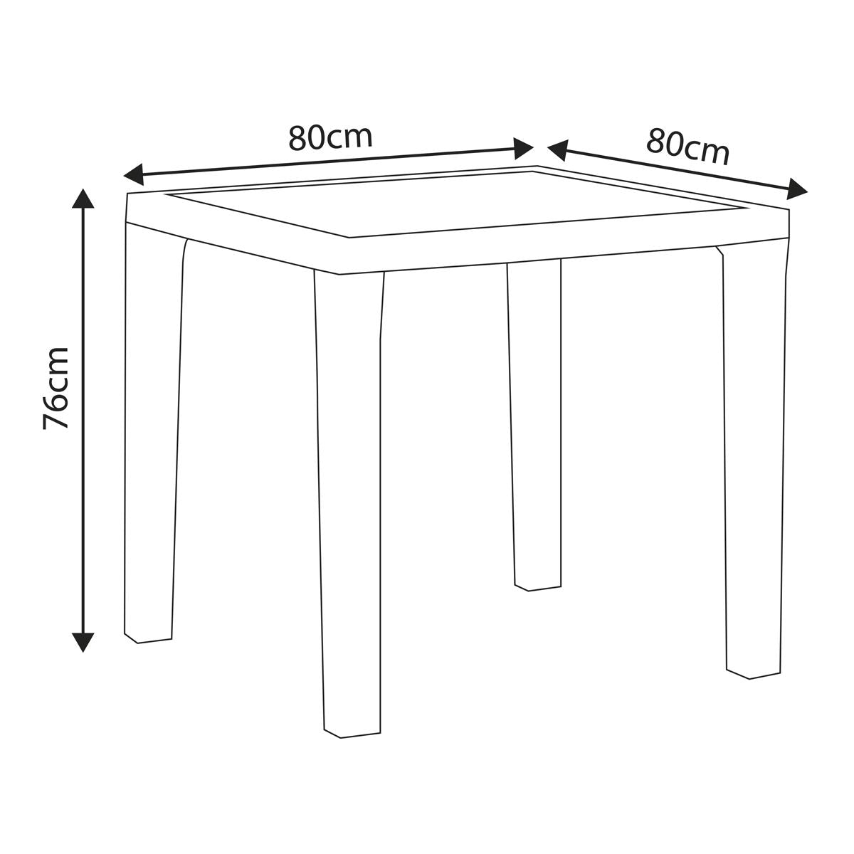 Sealey Dining Table Weather Resistant, Glass Top 80x80cm White DG208