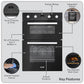 Baridi 72cm Built-Under Double Oven, 74L Capacity, Energy Rating A - Black DH278