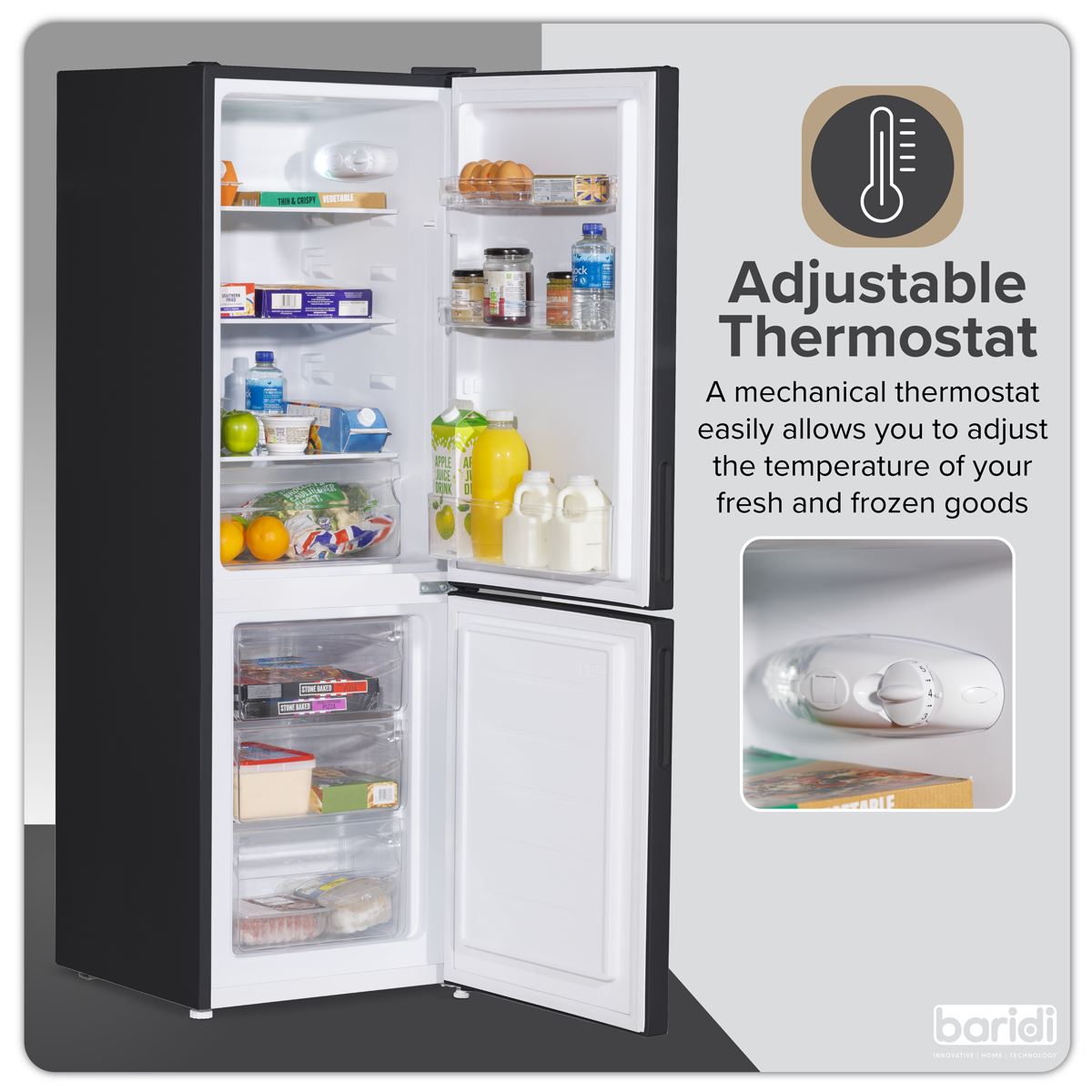 Baridi 47cm 70/30 Fridge Freezer, 157L Capacity Low Frost DH253