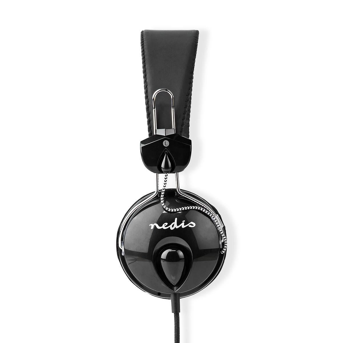 Nedis Wired Headphones 1.1m Round Cable On-Ear Lightweight Black - HPWD1104BK