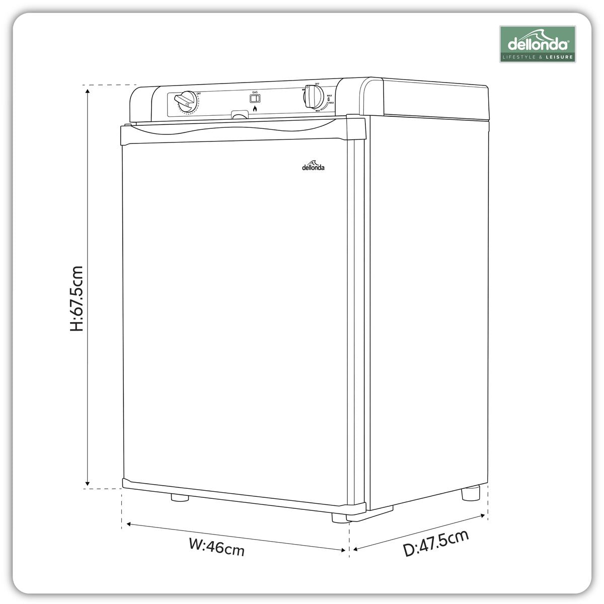 Dellonda 3-Way Fridge 60L DL159