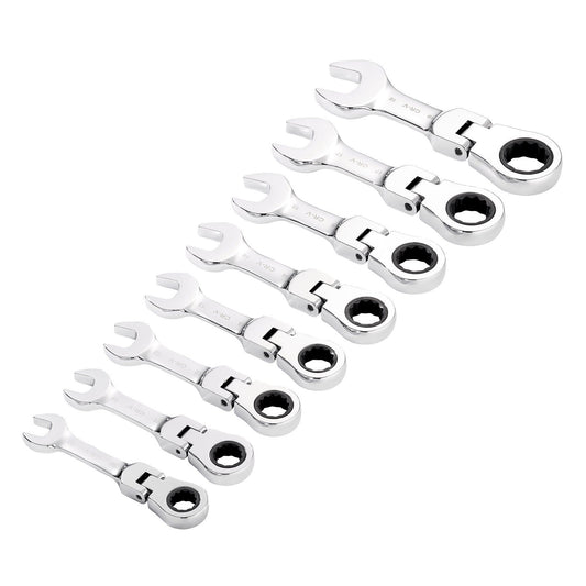 Draper 8 Piece Stubby Flex Ract. Spanner 8230FMMBS/8 - 27982