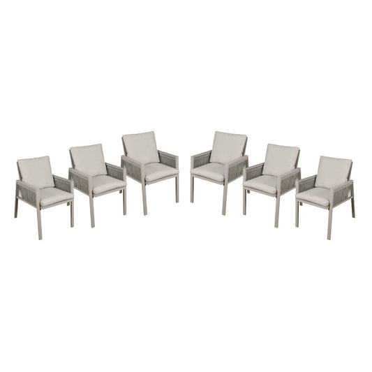 Dellonda Fusion Garden/Patio Dining Chair with Armrests, Set of 6, Light Grey - DG49 DG49