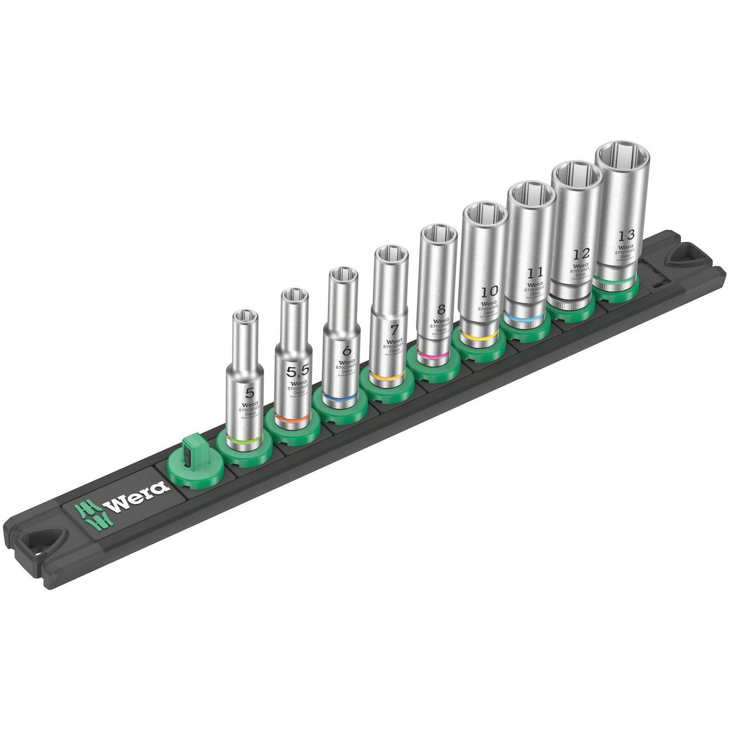 Wera Magnetic Socket Rail A Deep 1 Zyklop 8790 A 1/4"  9Pc 005410