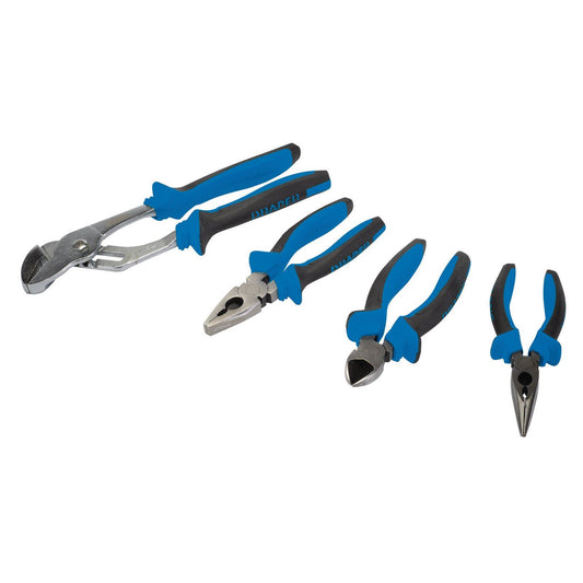 Draper 4 Piece Waterpump, Wire Side Cutter, Combination & Long Nose Pliers,81147