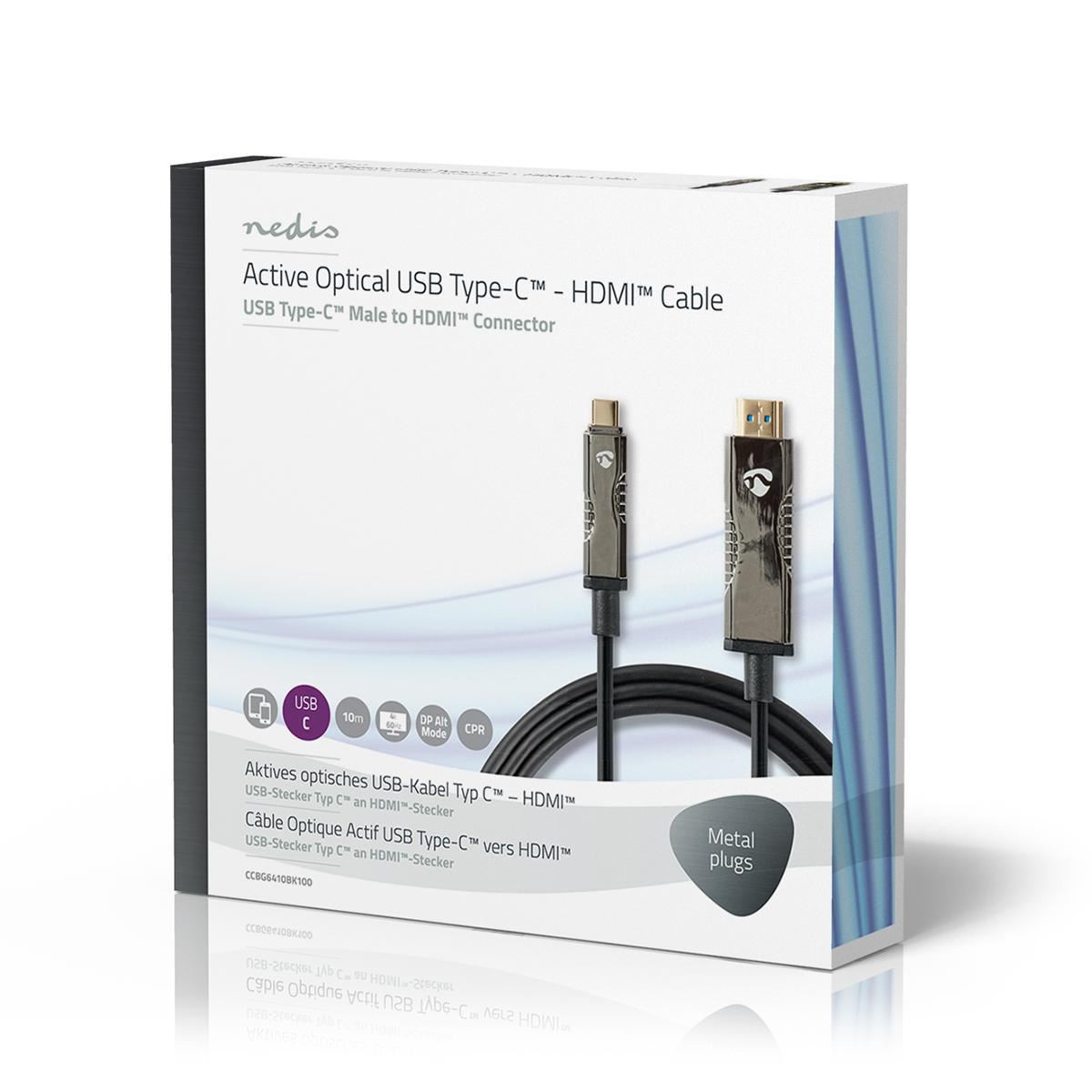 Nedis USB Type-C to HDMI Cable AOC Type-C Male to HDMI Connector 10m Black - CCBG6410BK100