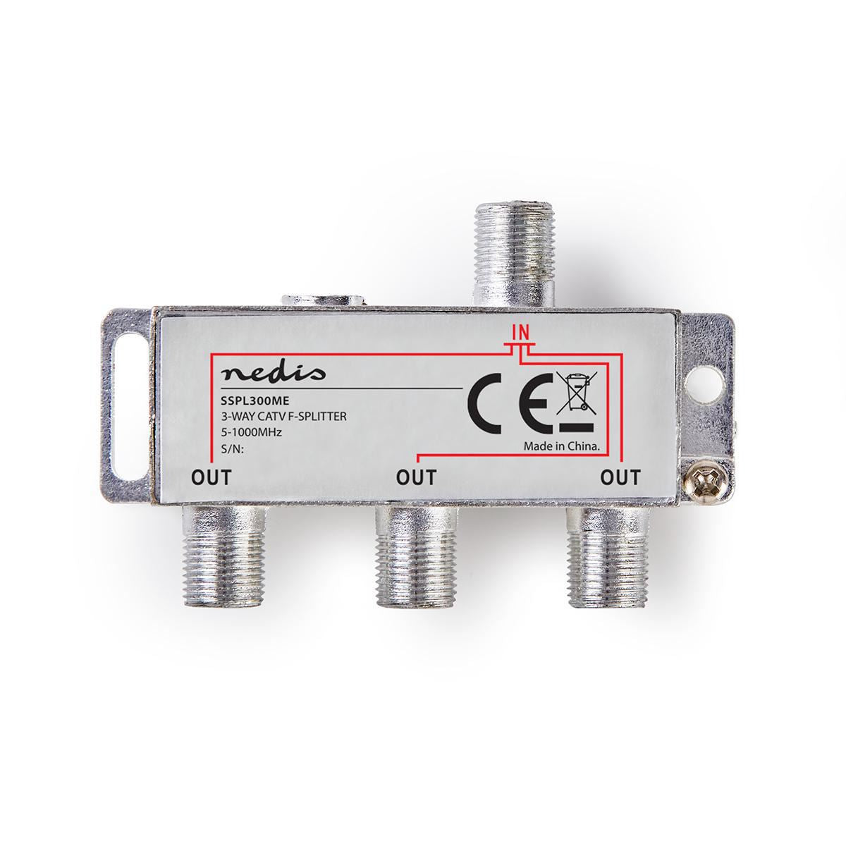 Nedis CATV F-Splitter Max 6.8 dB gain 5 to 1000 MHz 3 Outputs - SSPL300ME