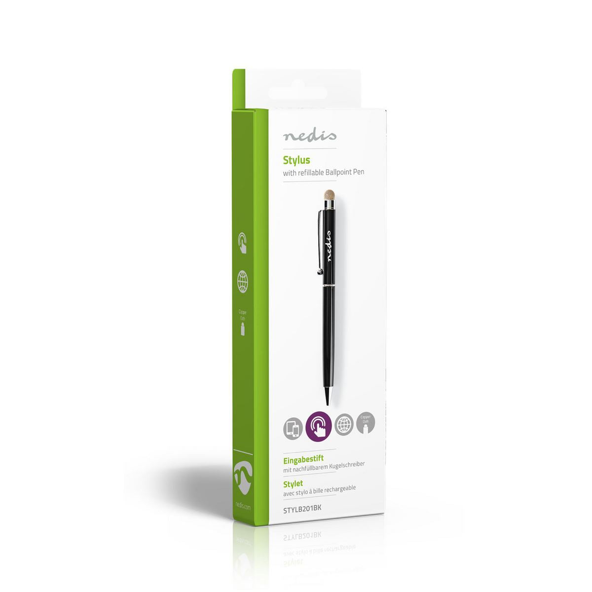 Nedis Stylus Ballpoint with Copper Cloth Tip Metal Black