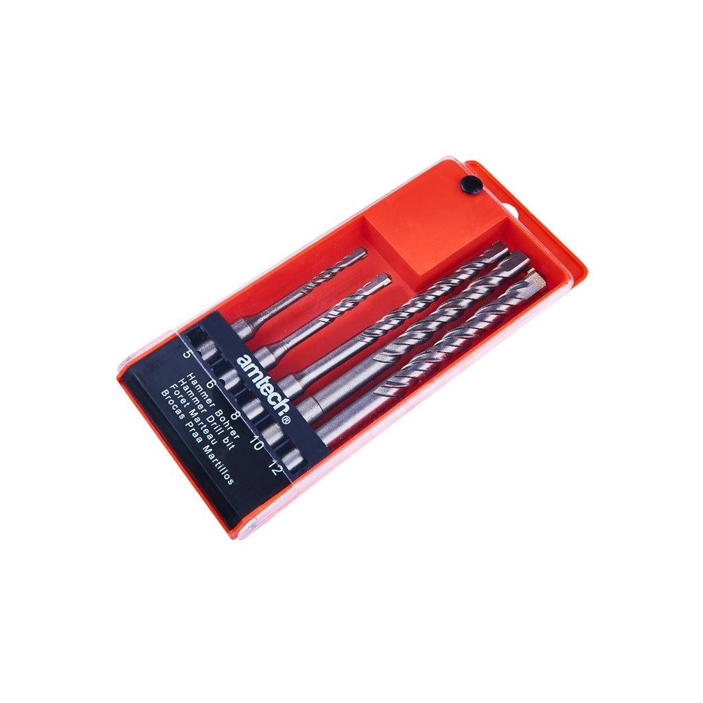 Amtech 5 Piece SDS Drill Bit Set 5-12mm Sizes+Storage Case - F0920