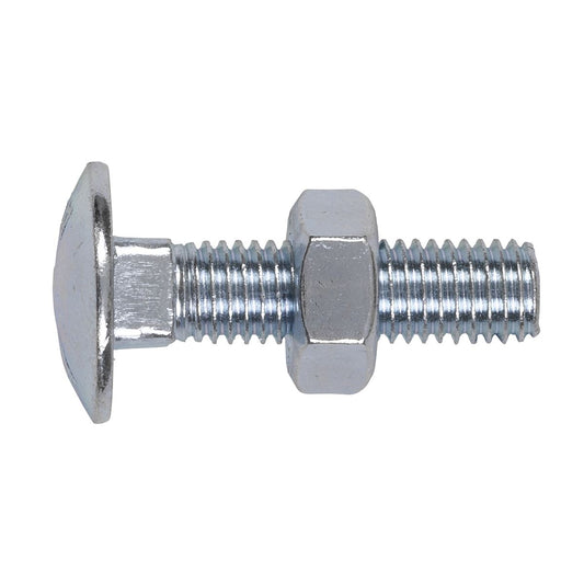 Sealey Coach Bolt & Nut DIN 603 - M10 x 40mm Zinc Pack of 50 CBN1040