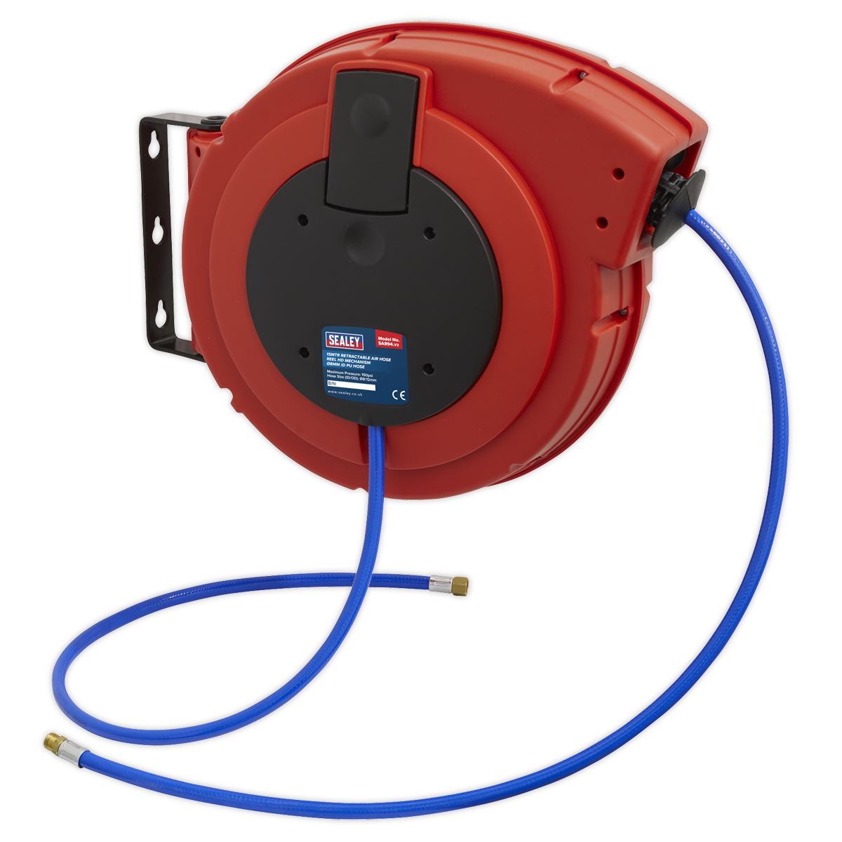 Sealey Retractable Air Hose Reel HD Mechanism 15m x 8mm PU Hose SA894