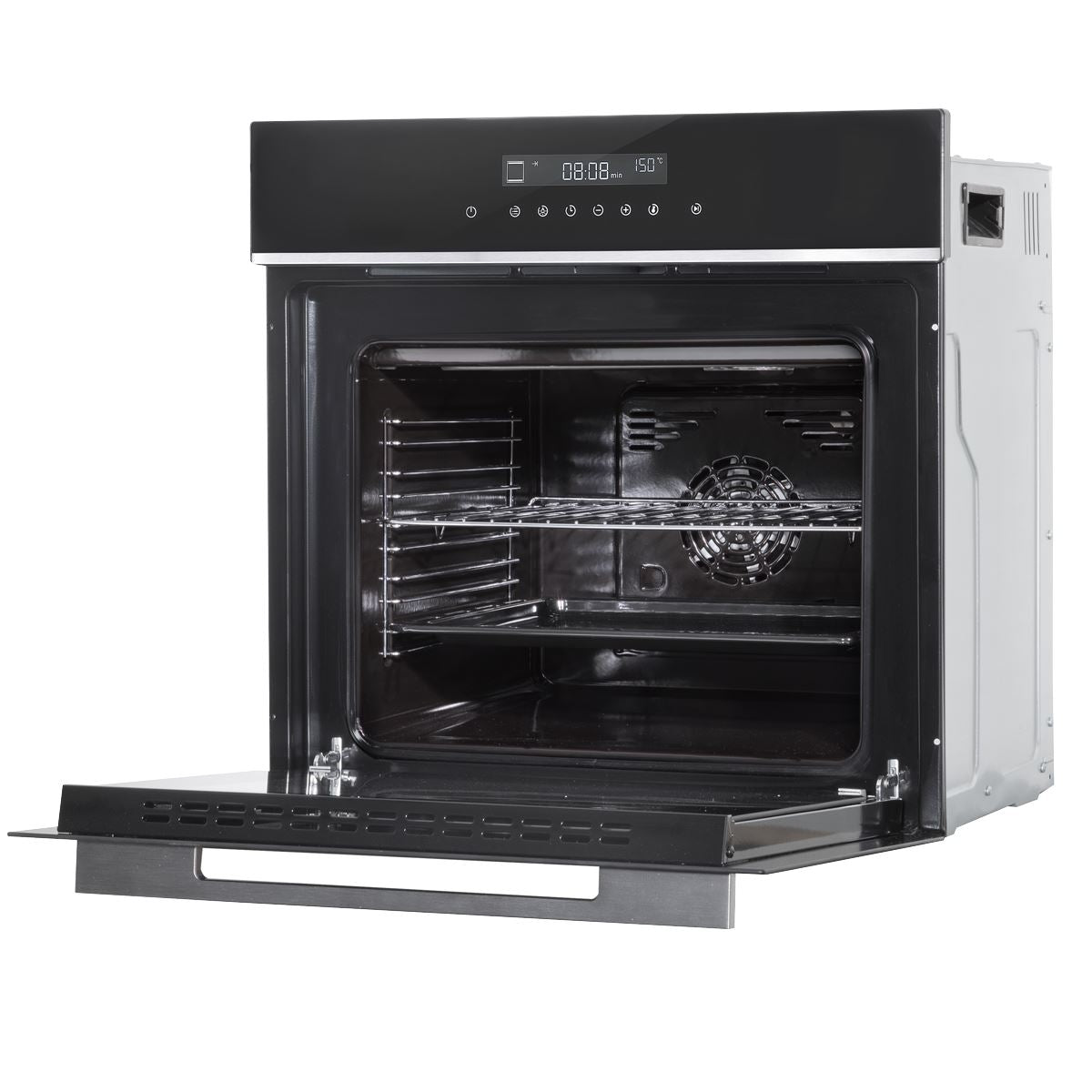 Sealey Baridi 60cm Built-In Fan Assisted, Single, Integrated 10 Function Electric Oven, Touchscreen Controls, 72L Capacity, Black/Stainless Steel DH200