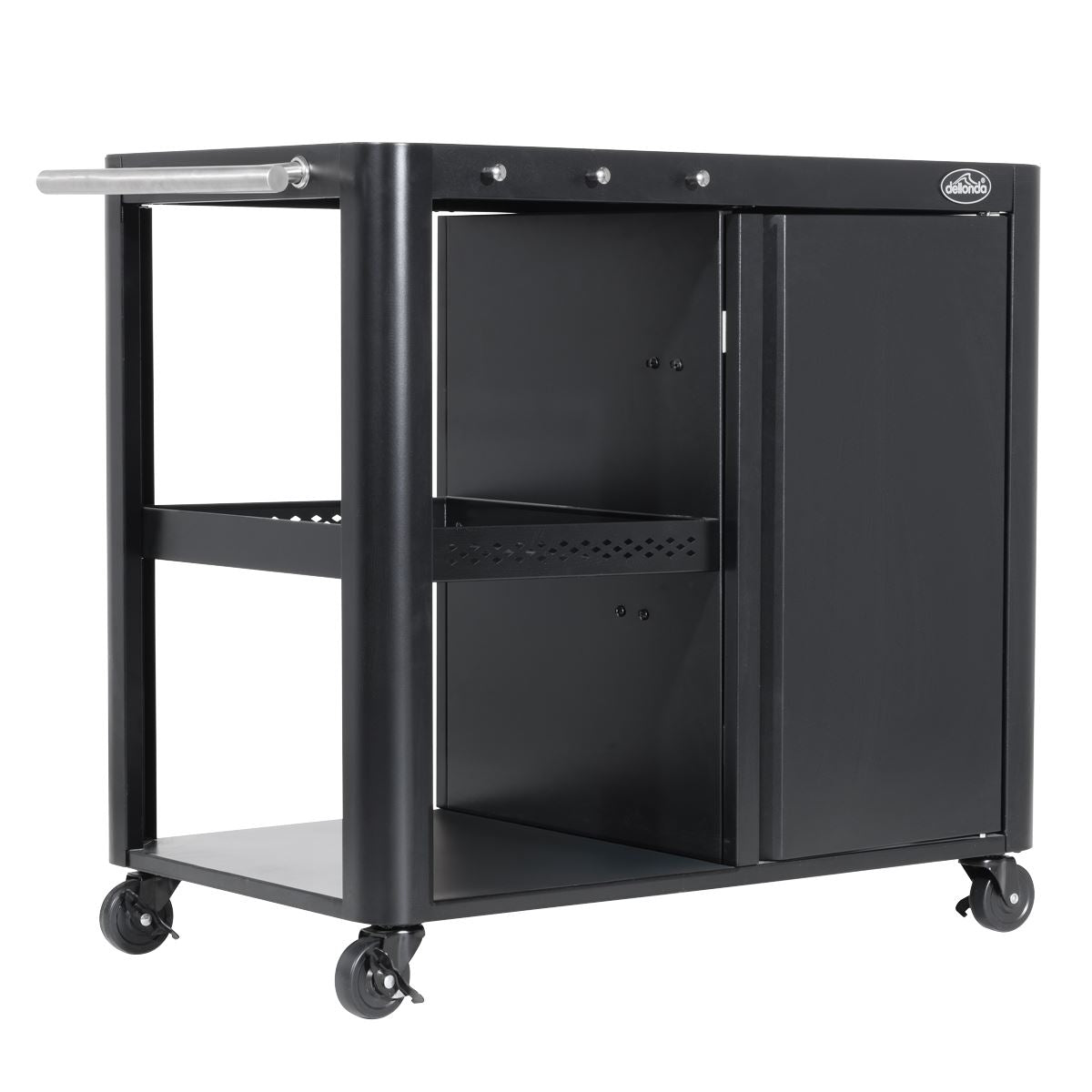 Dellonda BBQ/Plancha Workstation Trolley/Cupboard/Extension Table/Utensil Hooks