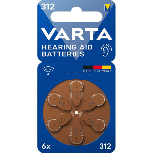 Varta Zinc-Air Battery PR41 1.45 V DC 6-Blister Hearing Aid Brown