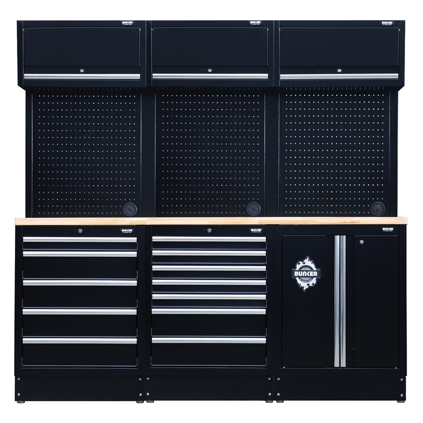 BUNKER 14 Piece Modular Storage Combo with Hardwood Worktop, 2040mm