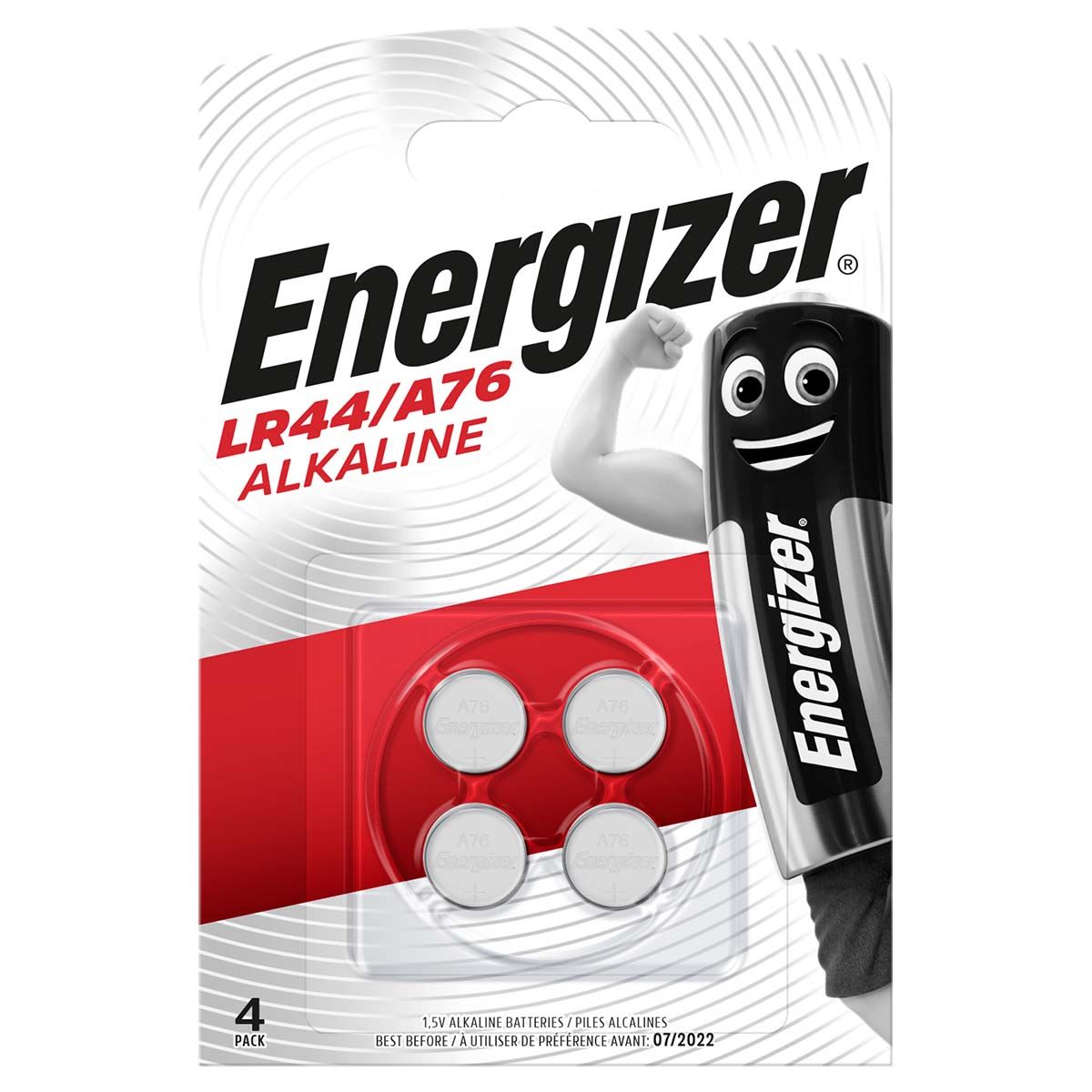 Energizer Alkaline Battery LR44 1.5 V 175 mAh 4-Blister Silver