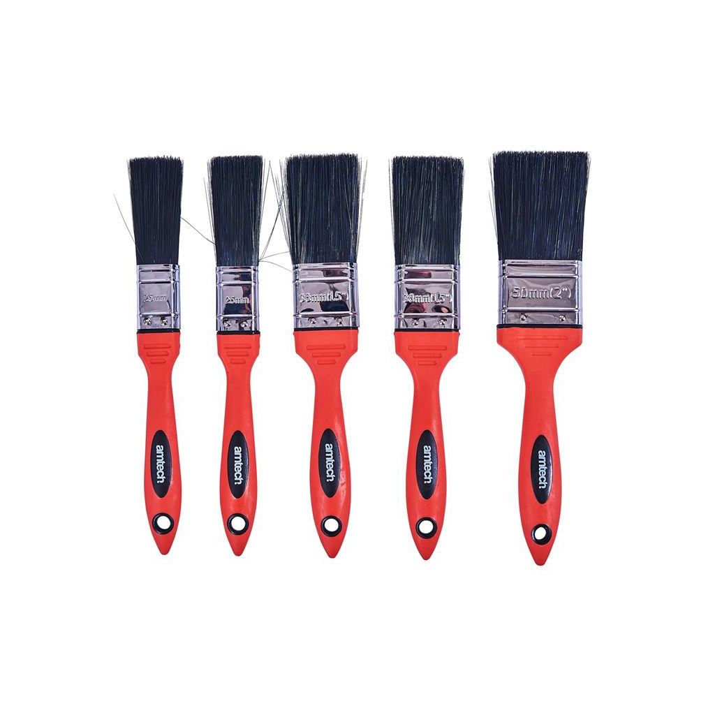 5 Piece No Loss Paint Brushes Soft Handle Painting Decorating Cleaning Varnish - G4390