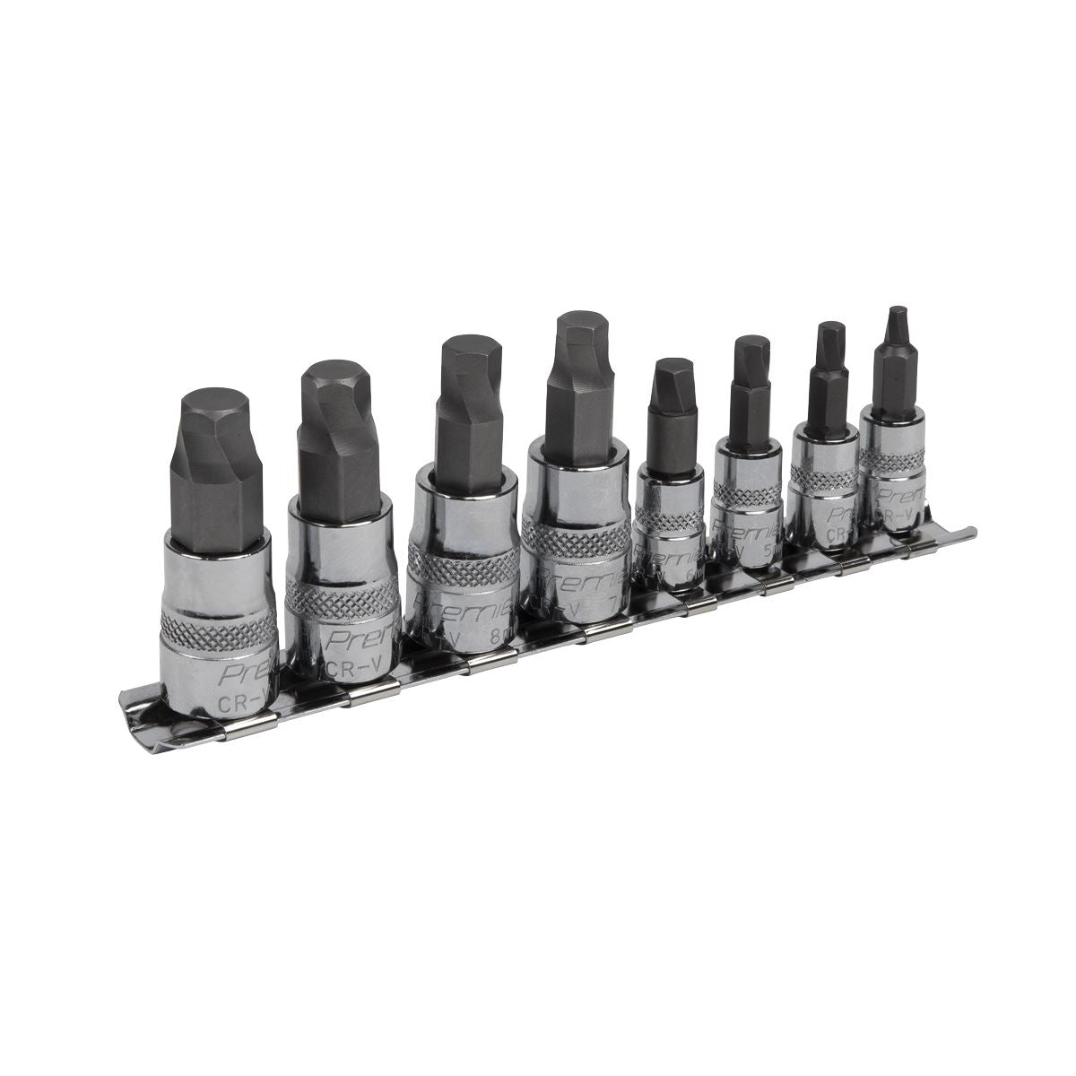 Sealey Hex Socket Bit Set Lock-On 8pc 1/4" & 3/8"Sq Drive Metric AK65600