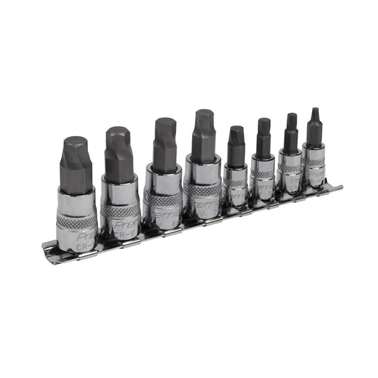 Sealey Hex Socket Bit Set Lock-On 8pc 1/4" & 3/8"Sq Drive Metric AK65600